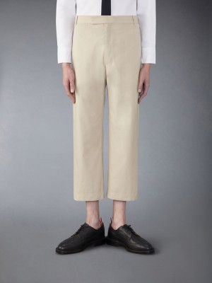 Beige Men Thom Browne Typewriter Straight Leg Pants | VKJ01X27310