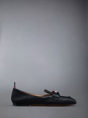 Black Women Thom Browne Flexible Leather Sole 3-Bow Loafers | PTW07E04260