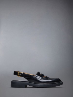 Black Women Thom Browne Spazzolato Slingback Penny Loafers | KTT40D02646