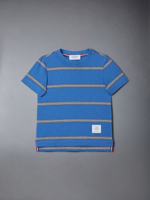 Blue Girls's Thom Browne Mid Weight Jersey Striped T Shirts | MLQ98J01605