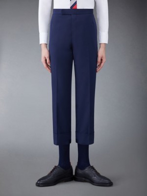 Blue Men Thom Browne Typewriter Cloth Classic Backstrap Pants | EBW76B04872
