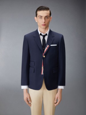 Blue Men Thom Browne Typewriter Cloth Grosgrain Placket Sport Coats | HEQ95B35558
