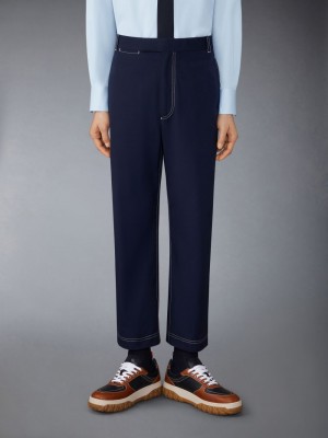 Blue Men Thom Browne Typewriter Unconstructed Straight Leg Pants | DDI03H39474