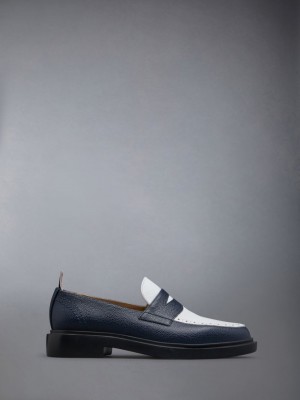 Blue Women Thom Browne Pebble Grain Leather Penny Loafers | WWD61R14943