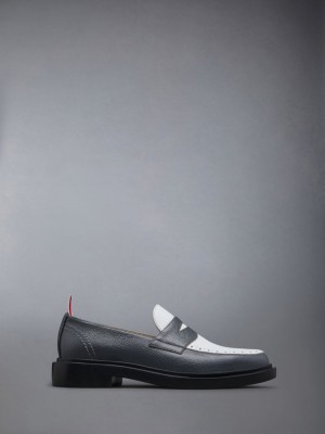 Grey Women Thom Browne Pebble Grain Leather Penny Loafers | WBW57H41322