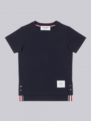 Navy Girls's Thom Browne Cotton Jersey Short Sleeve T Shirts | XRX81O24699
