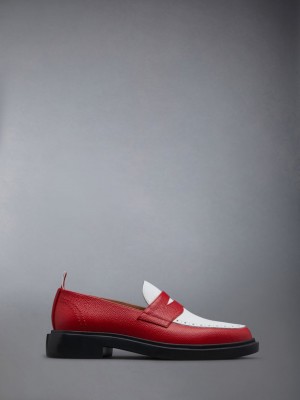 Red Women Thom Browne Pebble Grain Leather Penny Loafers | LQE11Q93870