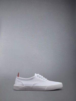 White Women Thom Browne Canvas Heritage Sneakers | OOR39F16923