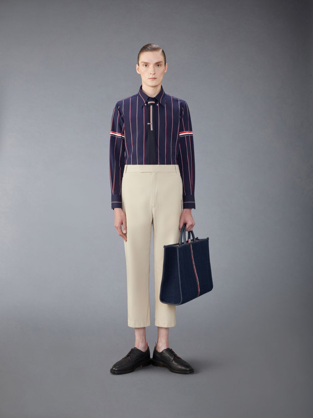 Beige Men Thom Browne Typewriter Straight Leg Pants | VKJ01X27310