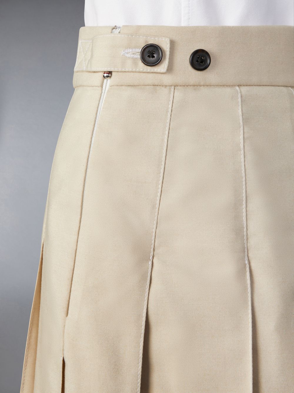 Beige Women Thom Browne Classic Typewriter Midi Pleated Skirts | XXH92W55391