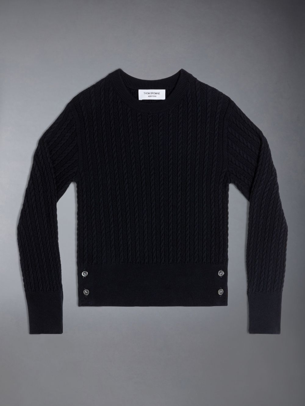Black Girls\'s Thom Browne Cotton Cable Knit Pullover | NNW21A58226