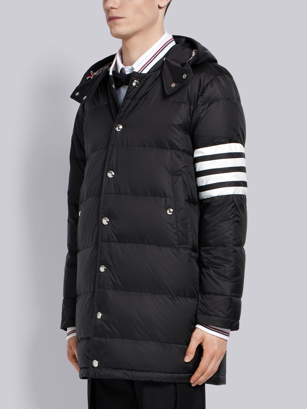 Black Men Thom Browne Down-filledmatte Nylon 4-bar Snap-front Coats | WYQ69Z65394