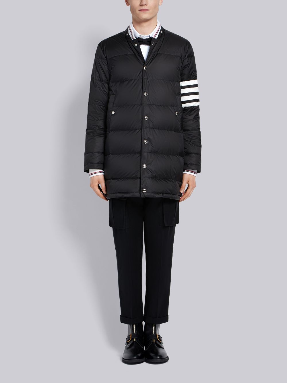 Black Men Thom Browne Down-filledmatte Nylon 4-bar Snap-front Coats | WYQ69Z65394