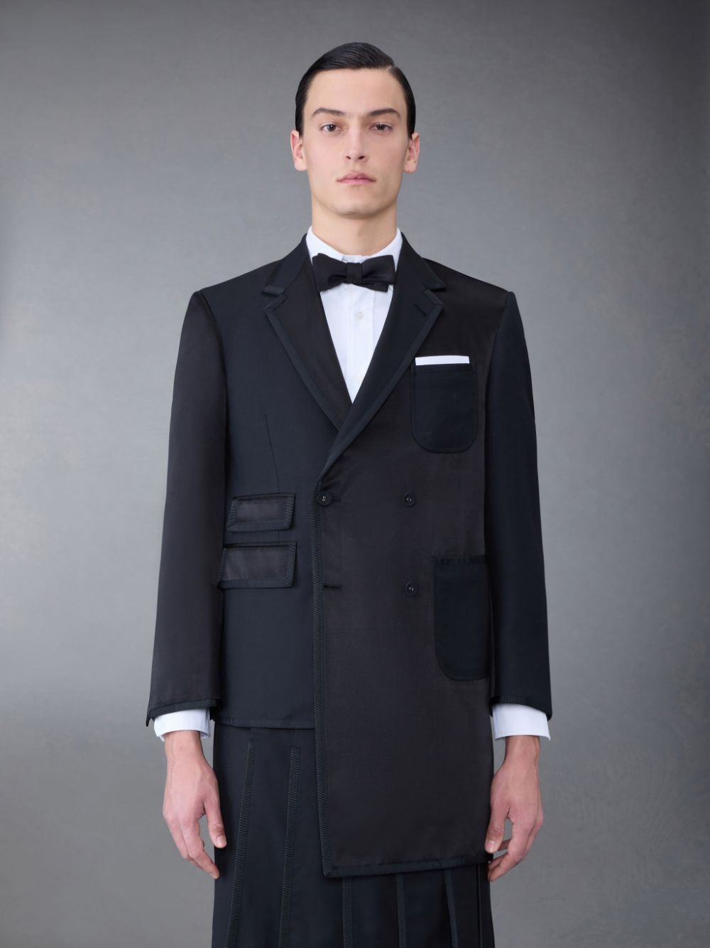Black Men Thom Browne Funmix Duchesse Satin Collage Sport Coats | JPB56E35951
