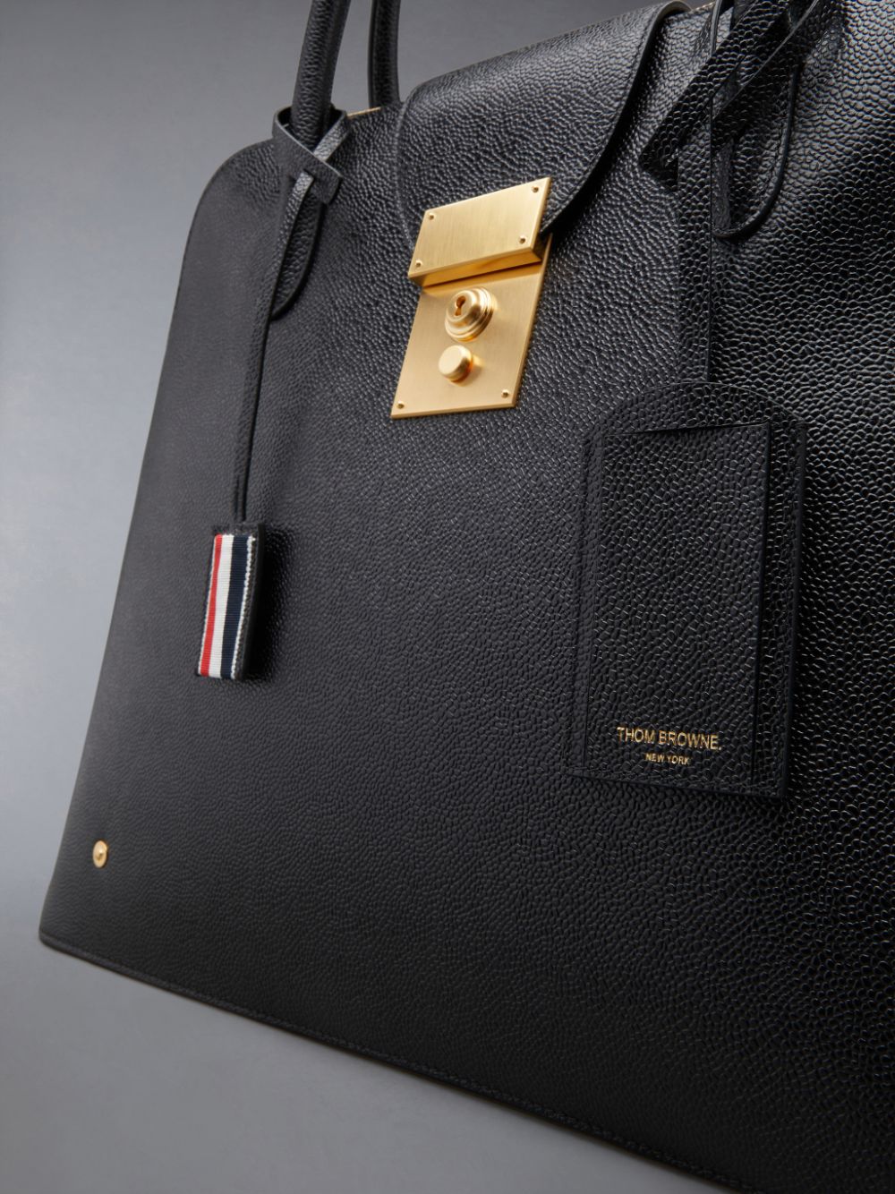 Black Men Thom Browne Pebble Grain Leather Mr. Satchel Bags | PDD70T85496