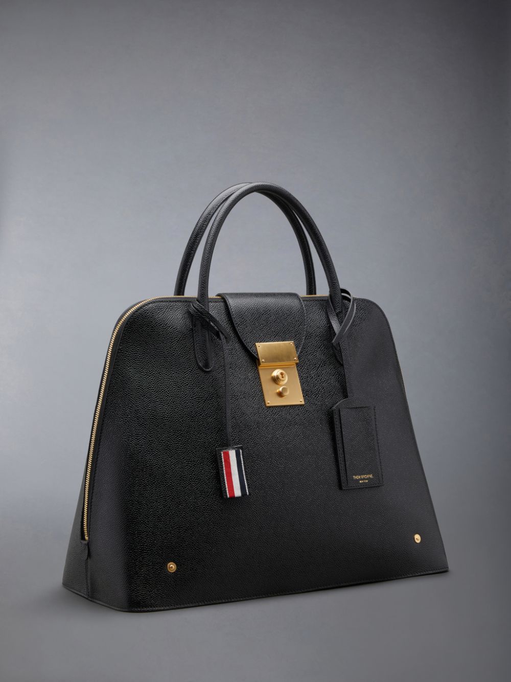 Black Men Thom Browne Pebble Grain Leather Mr. Satchel Bags | PDD70T85496