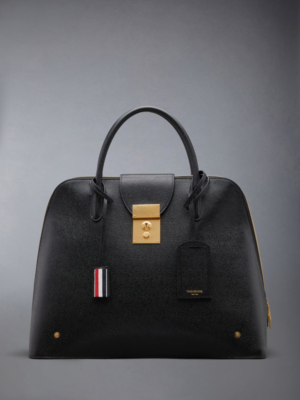 Black Men Thom Browne Pebble Grain Leather Mr. Satchel Bags | PDD70T85496