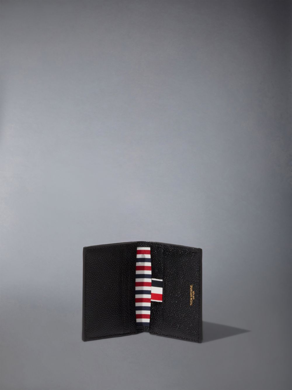 Black Men Thom Browne Pebble Grain Leather Double Cardholder Wallets | BPI48H10951