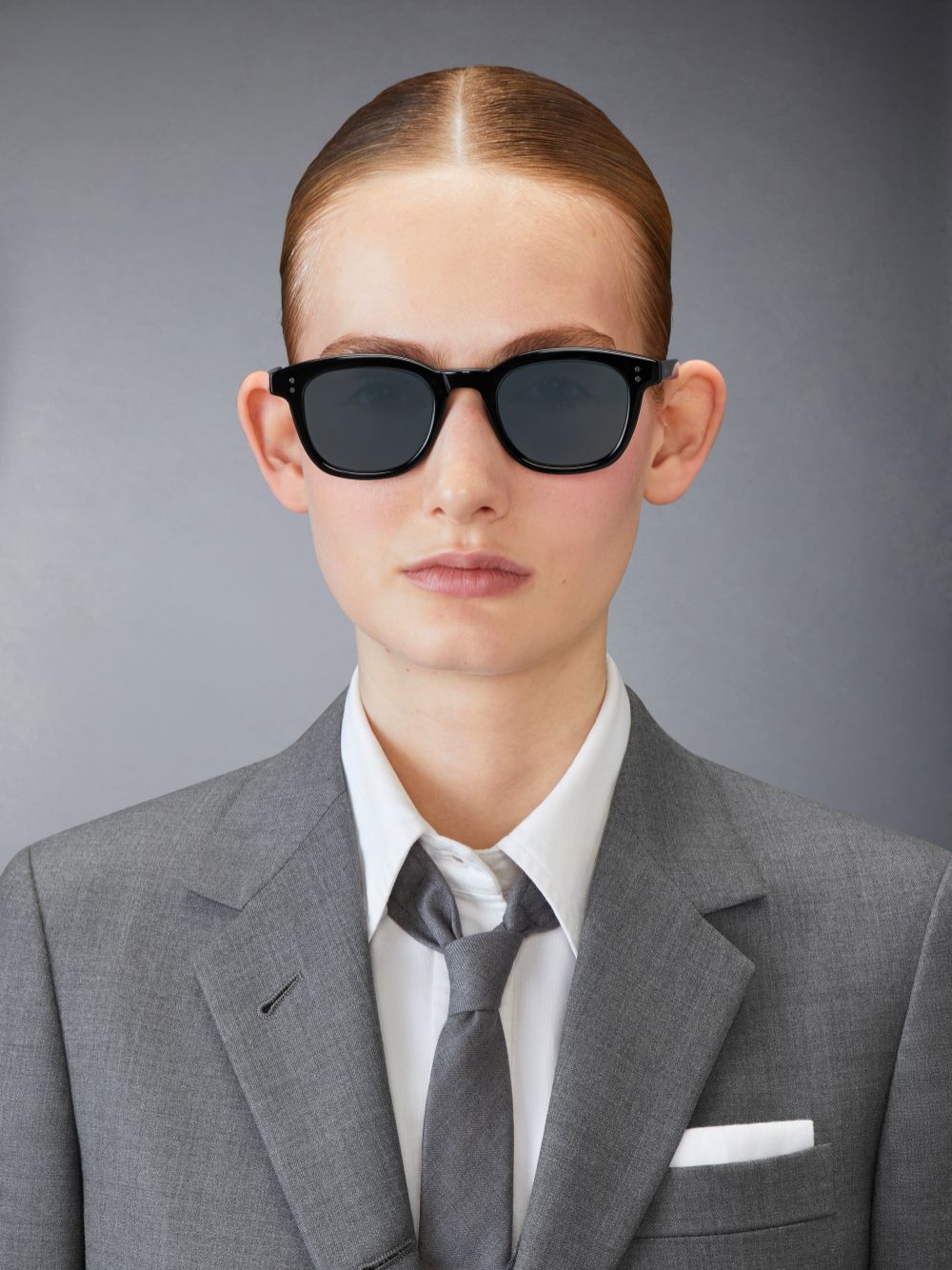 Black Women Thom Browne Acetate Rectangular Sunglasses | RCN43P10981