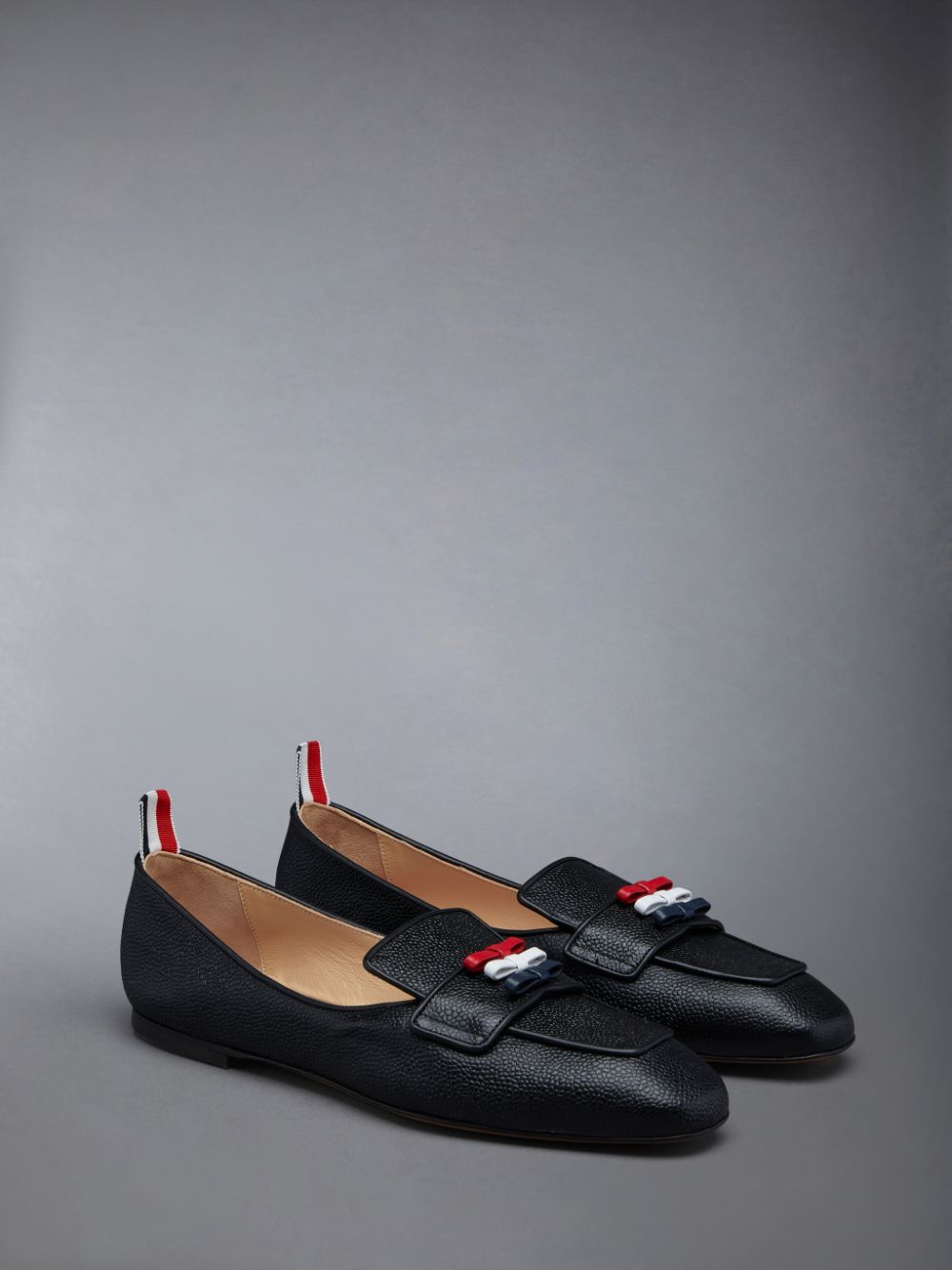Black Women Thom Browne Flexible Leather Sole 3-Bow Loafers | PTW07E04260