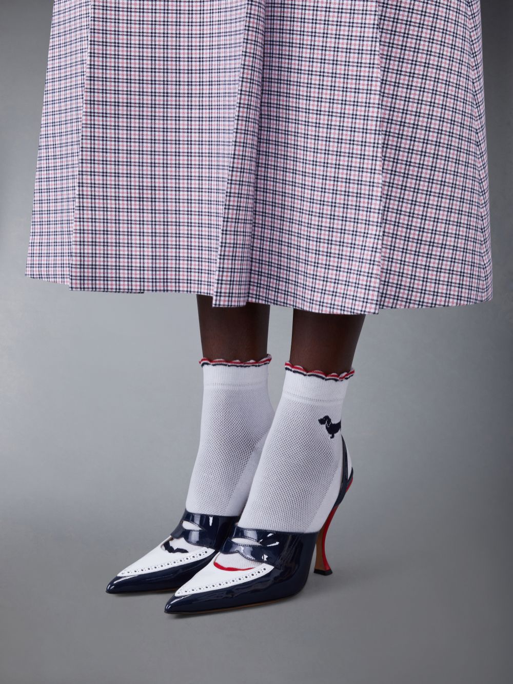 Black Women Thom Browne Patent Slingback Curved Heel Penny Loafers | NTT09M84952