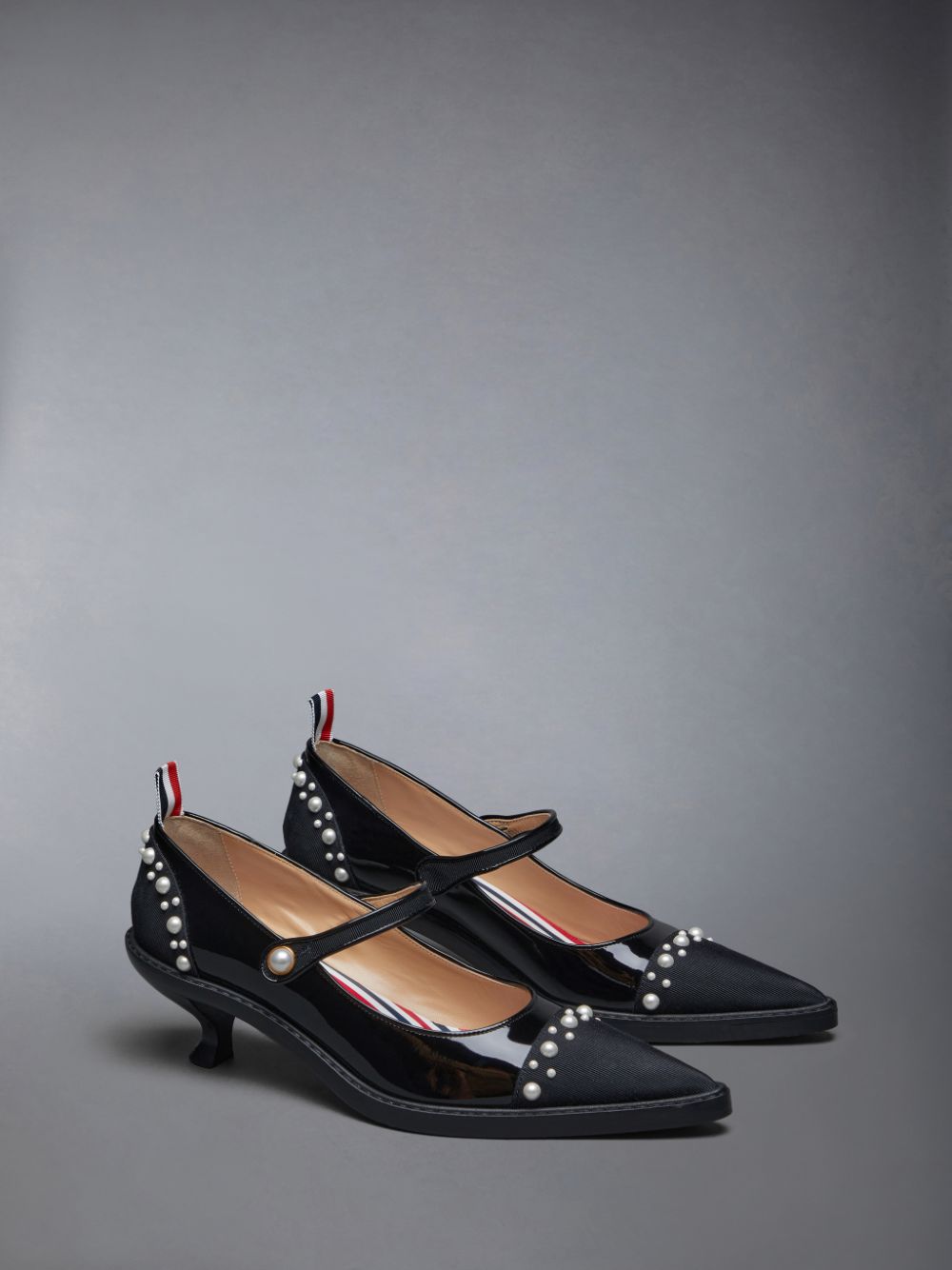 Black Women Thom Browne Pearled Patent John Brogue Shoes | DKJ59C42693