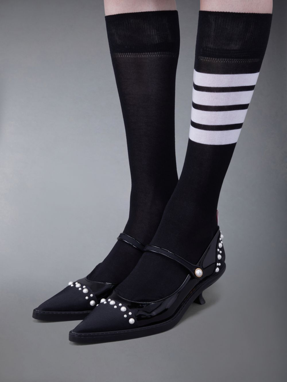Black Women Thom Browne Pearled Patent John Brogue Shoes | DKJ59C42693