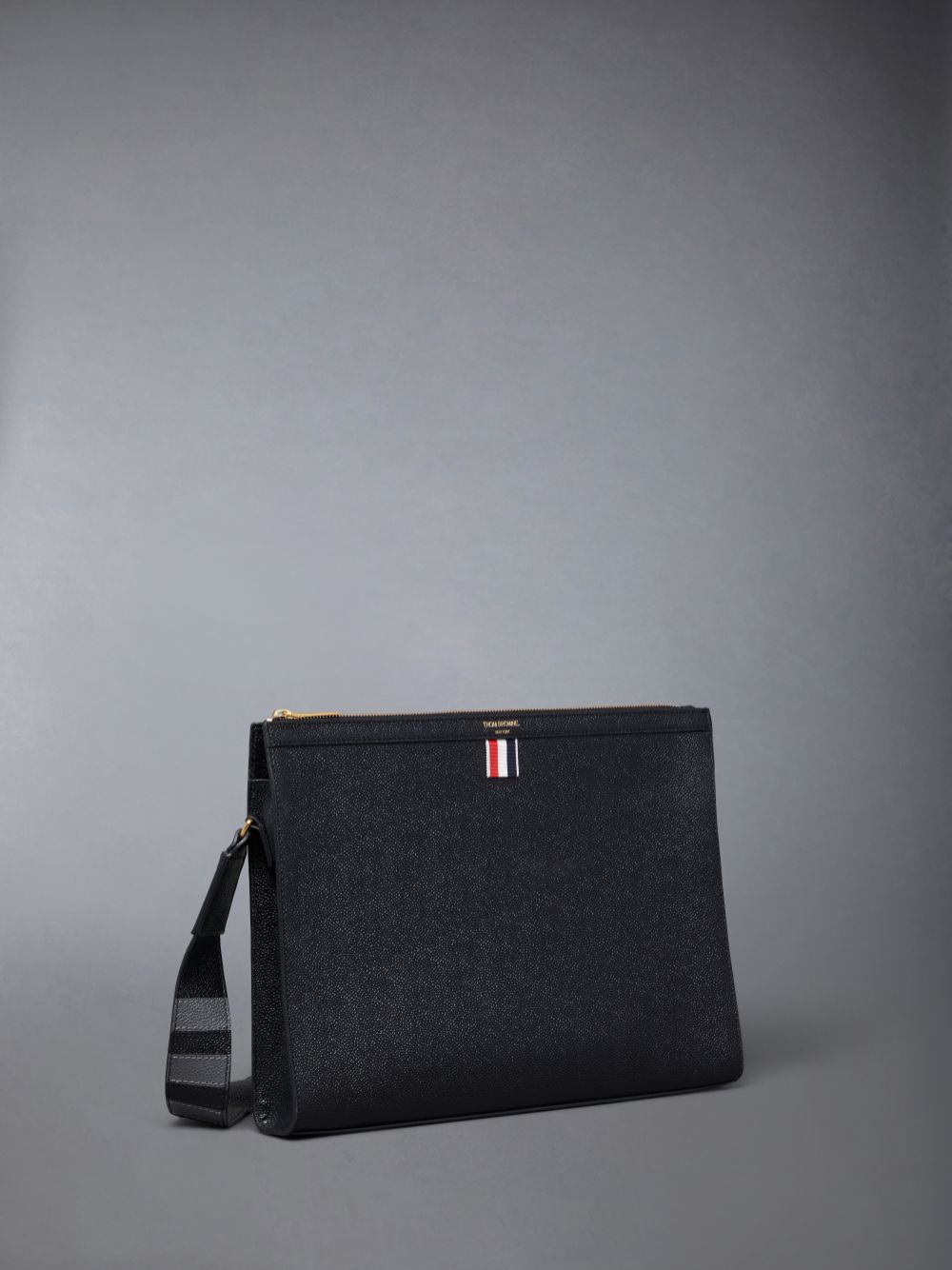 Black Women Thom Browne Pebble Grain 4-Bar Document Holder Crossbody Bags | EPD49Q40373
