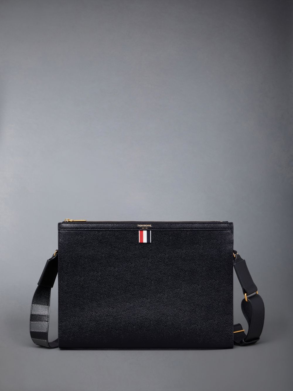 Black Women Thom Browne Pebble Grain 4-Bar Document Holder Crossbody Bags | EPD49Q40373