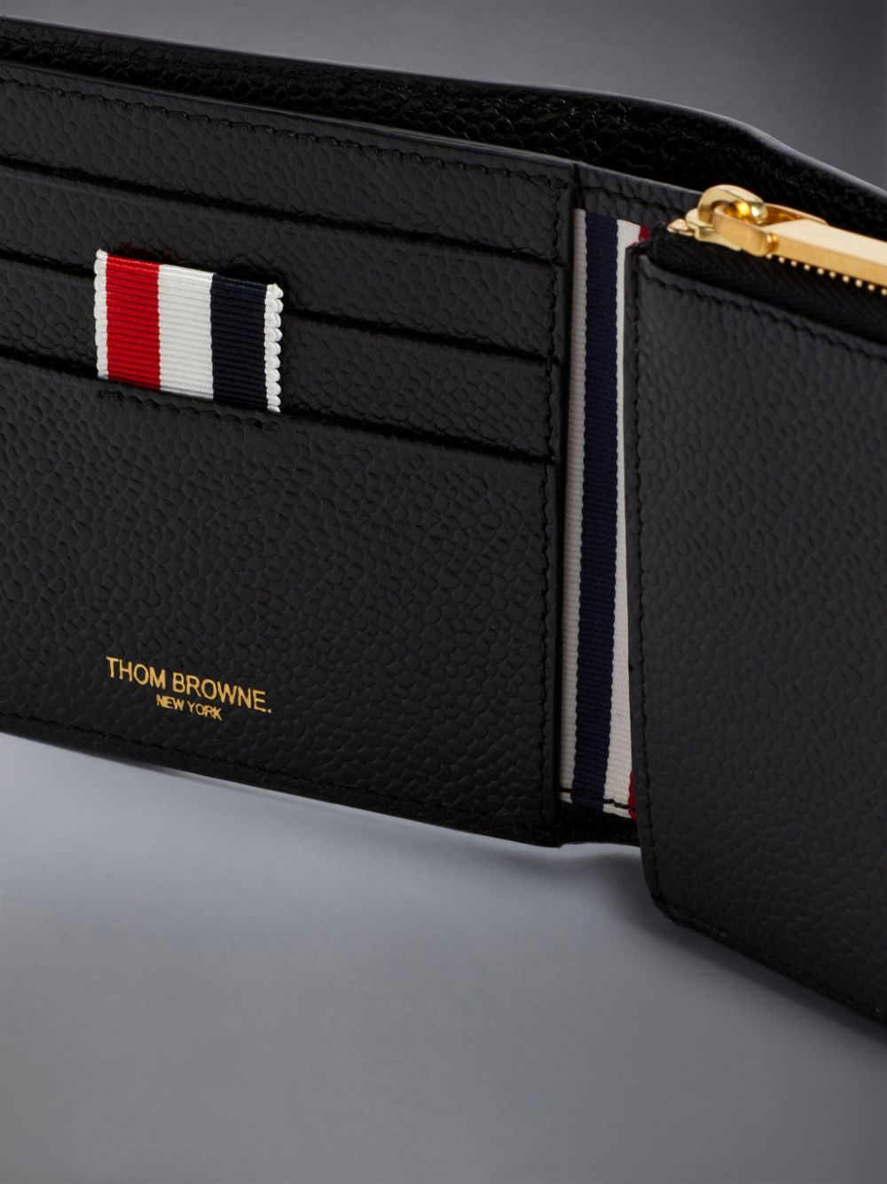 Black Women Thom Browne Pebble Grain Coin Purse Bifold Wallets | GSK13C29093