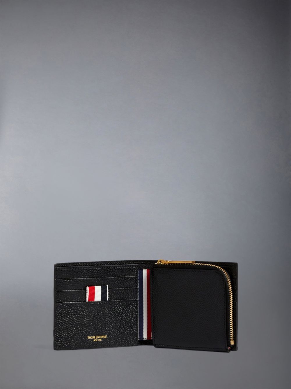 Black Women Thom Browne Pebble Grain Coin Purse Bifold Wallets | GSK13C29093