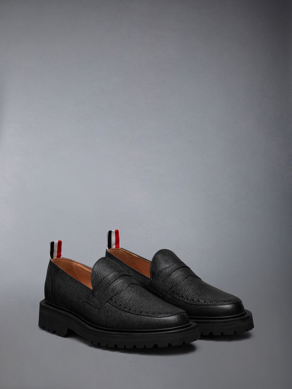 Black Women Thom Browne Pebble Grain Leather Commando Sole Penny Loafers | HYN53Q81250