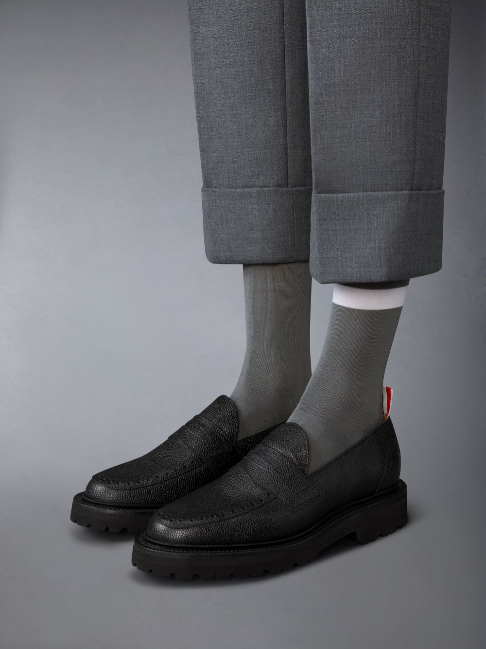 Black Women Thom Browne Pebble Grain Leather Commando Sole Penny Loafers | HYN53Q81250