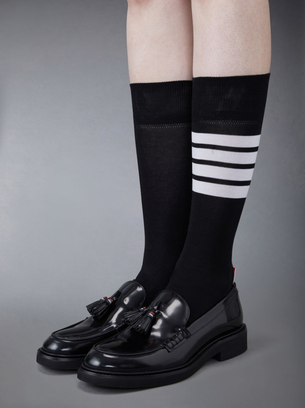 Black Women Thom Browne Polished Calf Tassel Loafers | WML89T58070
