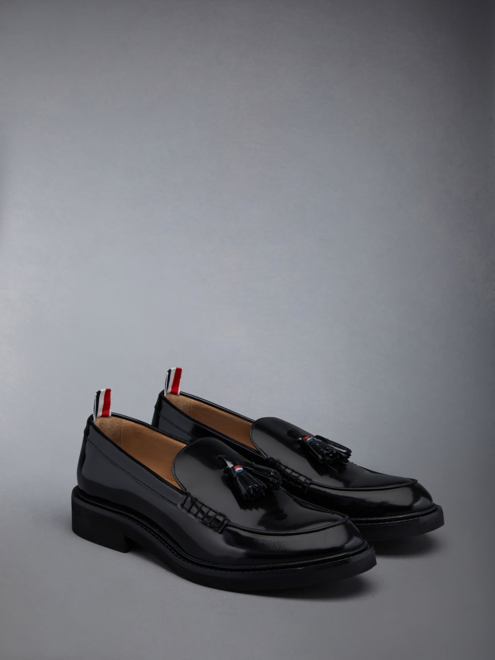 Black Women Thom Browne Polished Calf Tassel Loafers | WML89T58070