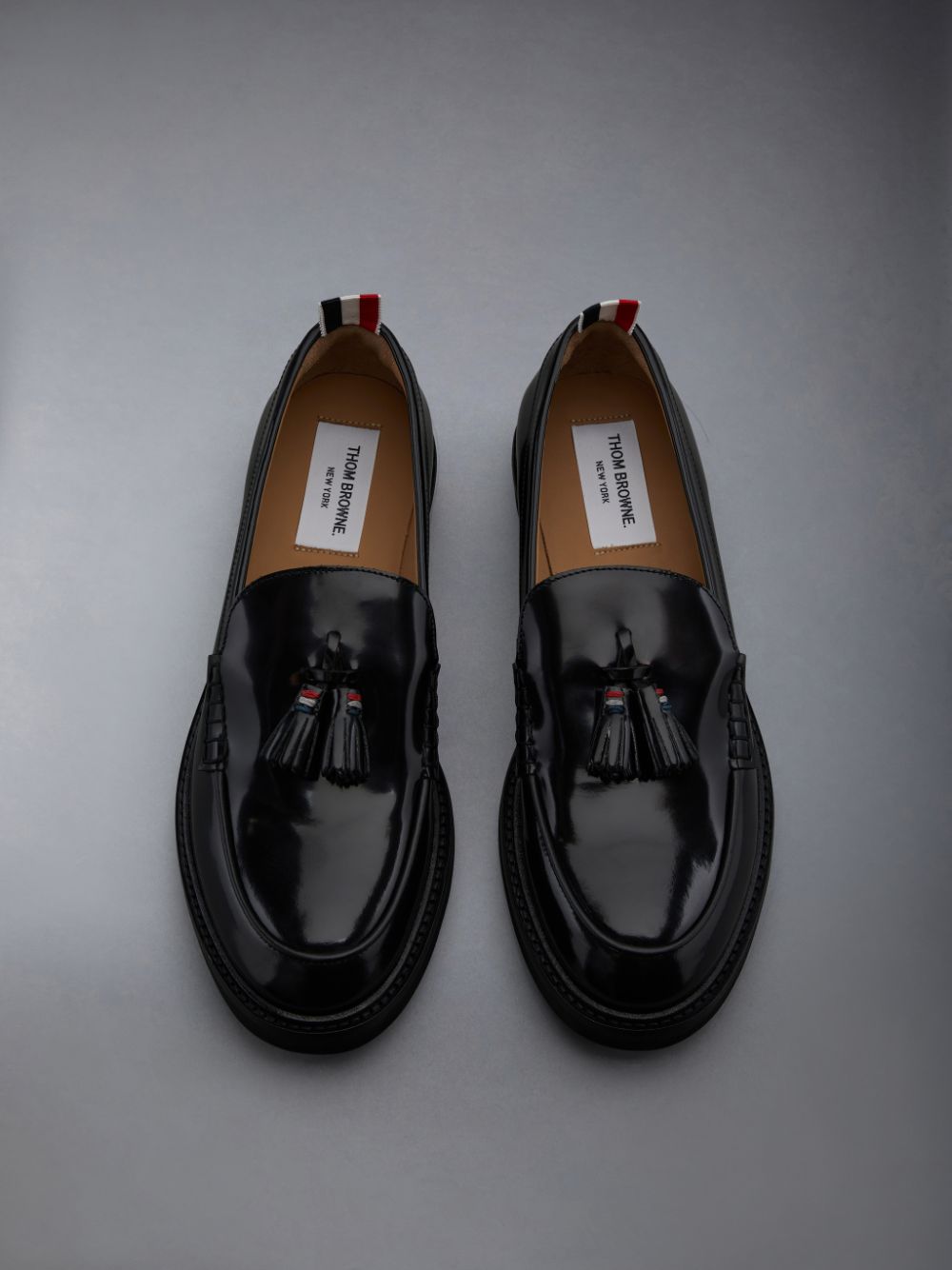 Black Women Thom Browne Polished Calf Tassel Loafers | WML89T58070