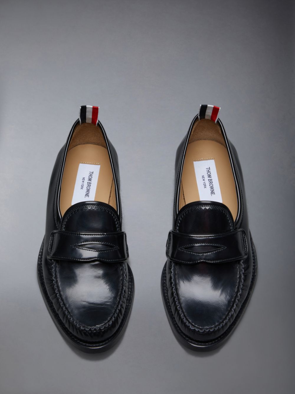 Black Women Thom Browne Spazzolato Pleated Varsity Loafers | EPC67P38722