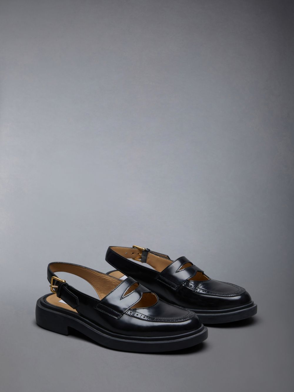 Black Women Thom Browne Spazzolato Slingback Penny Loafers | KTT40D02646