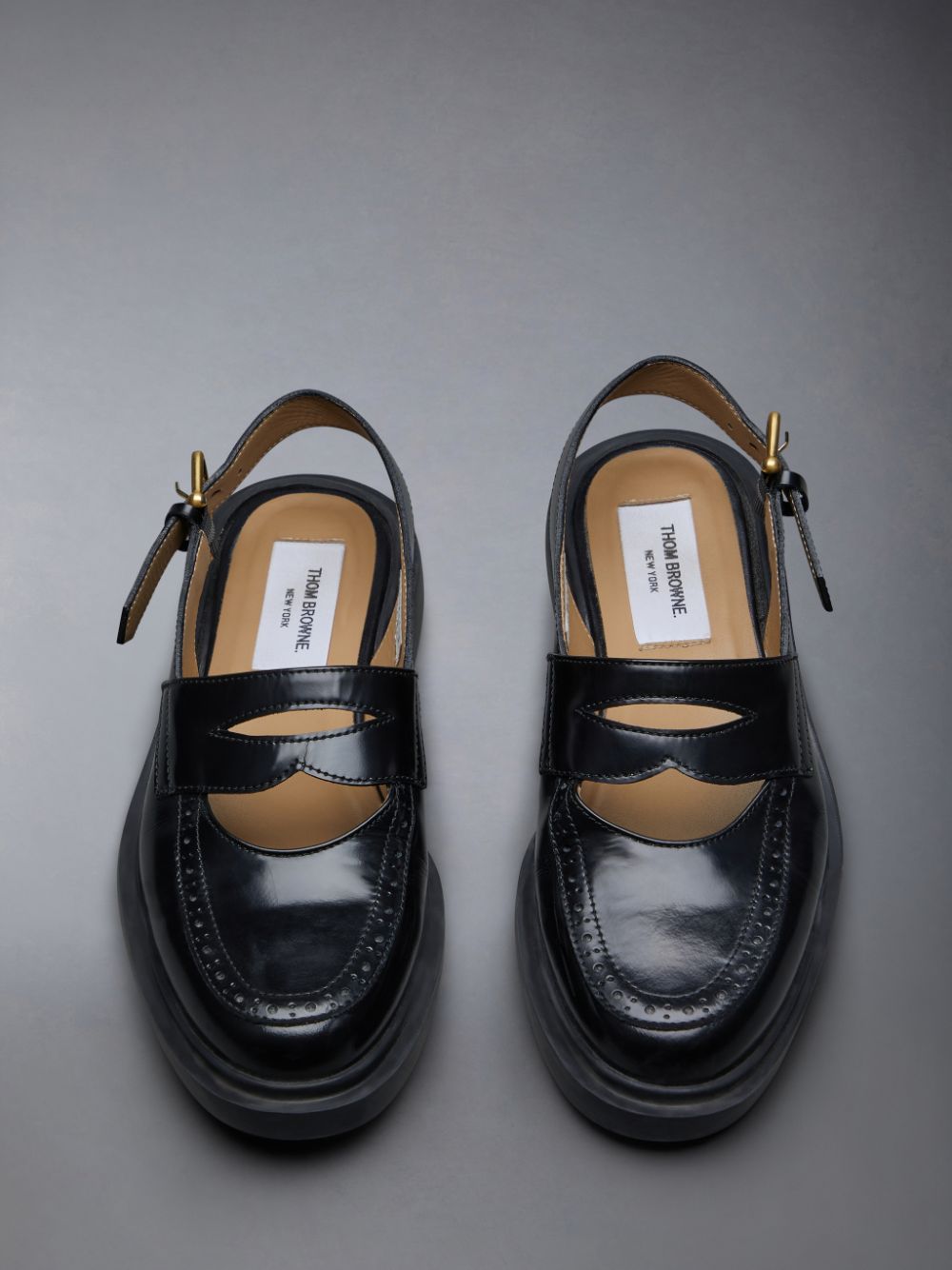 Black Women Thom Browne Spazzolato Slingback Penny Loafers | KTT40D02646