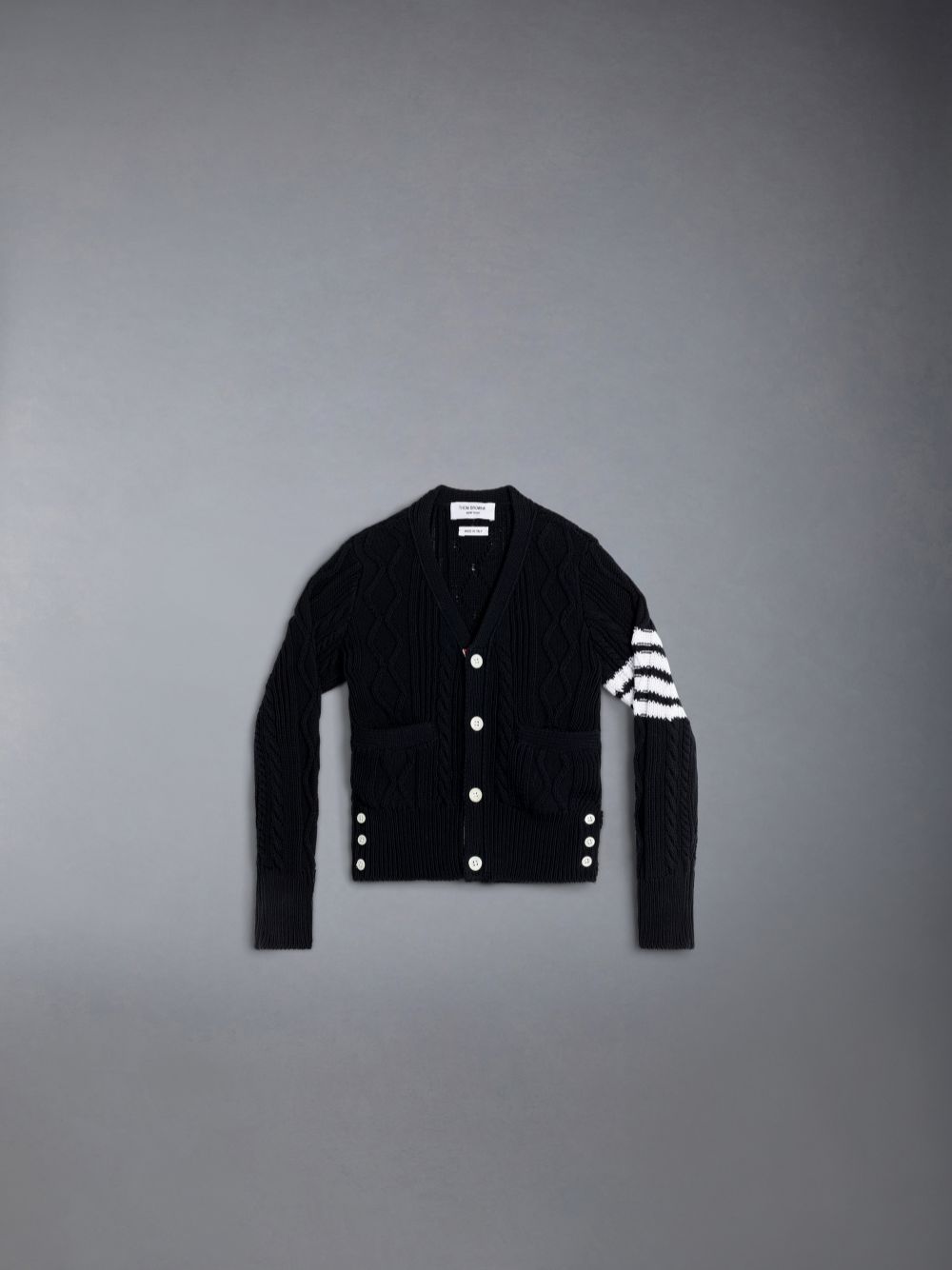Blue Boys\'s Thom Browne Cotton V-neck Cardigan | TQG69X12623