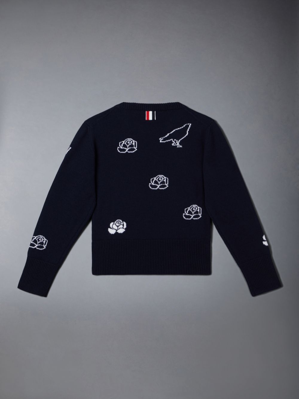 Blue Boys's Thom Browne Fine Merino Wool Rose and Raven Pullover | WNM38Q21915