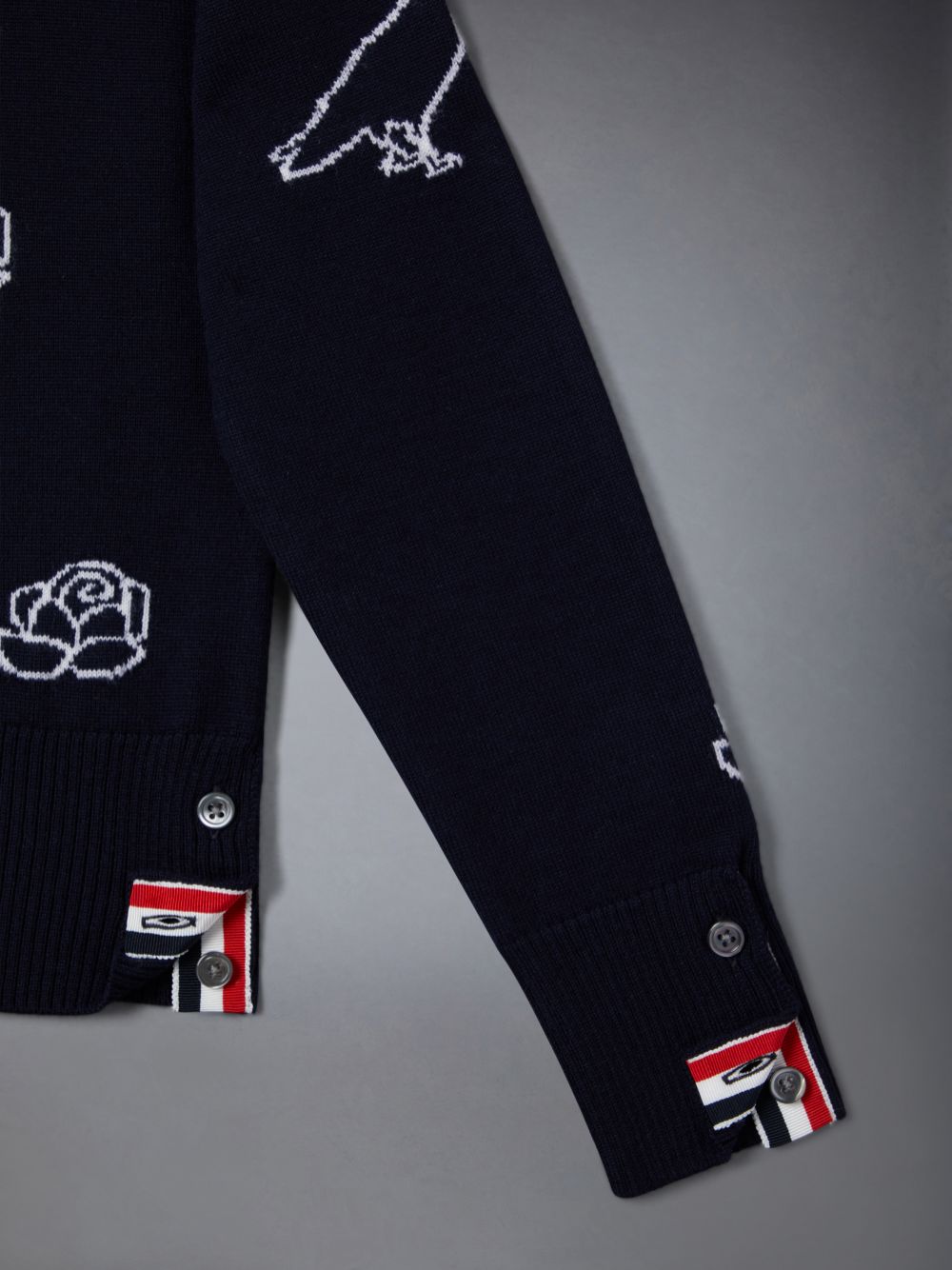 Blue Boys's Thom Browne Fine Merino Wool Rose and Raven Pullover | WNM38Q21915