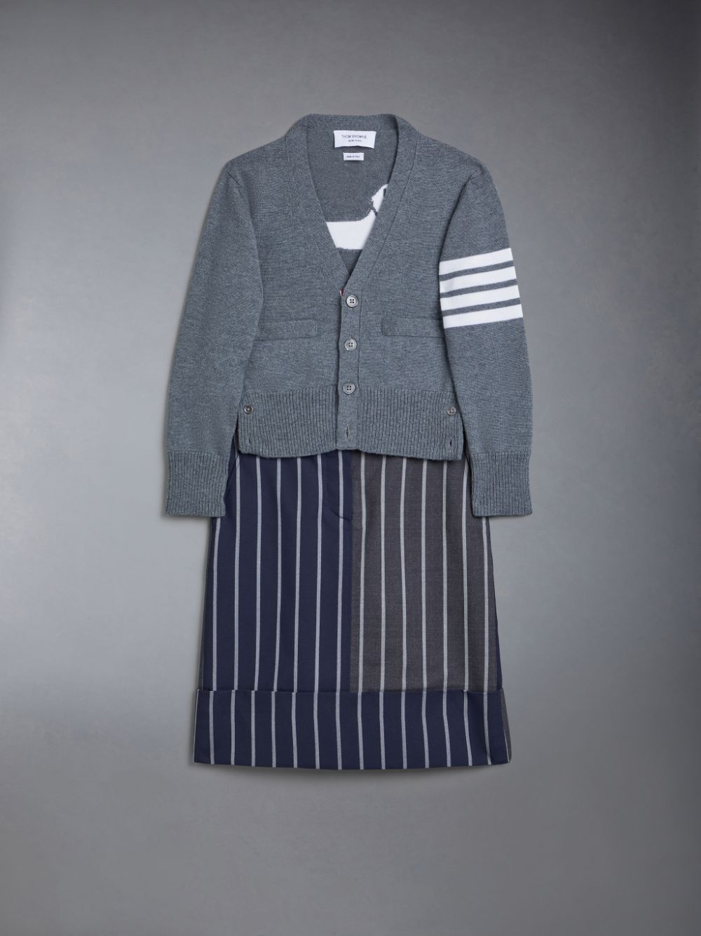 Blue Girls's Thom Browne FunMix Wool Bold Stripe A-line Sack Skirts | HCL39G52215