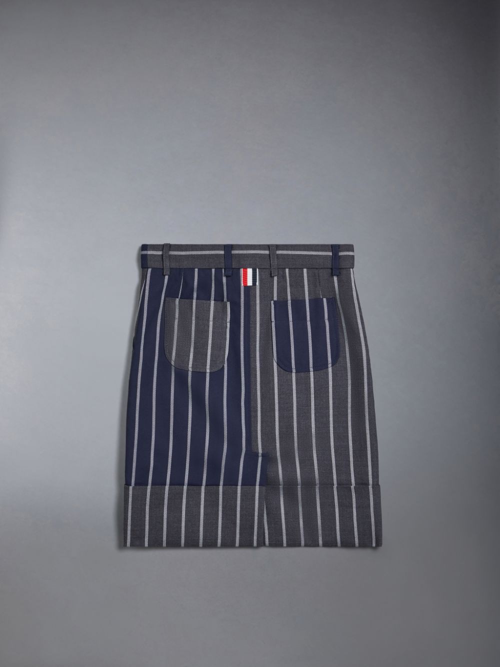 Blue Girls's Thom Browne FunMix Wool Bold Stripe A-line Sack Skirts | HCL39G52215