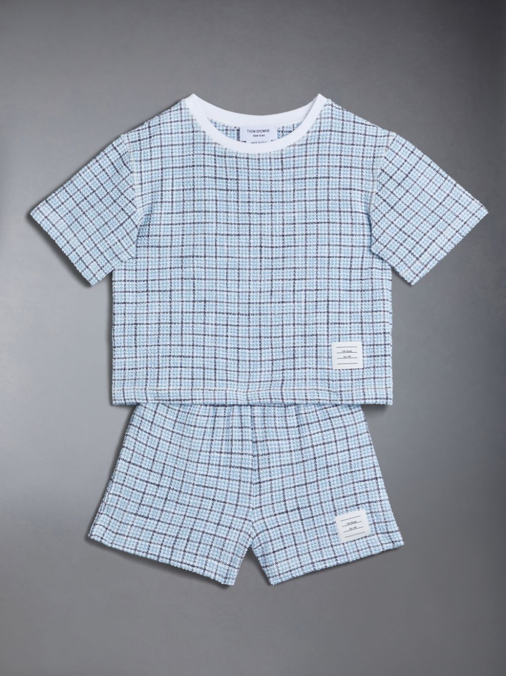 Blue Girls's Thom Browne Tweed Jersey Boxy T Shirts | CWS75C95788
