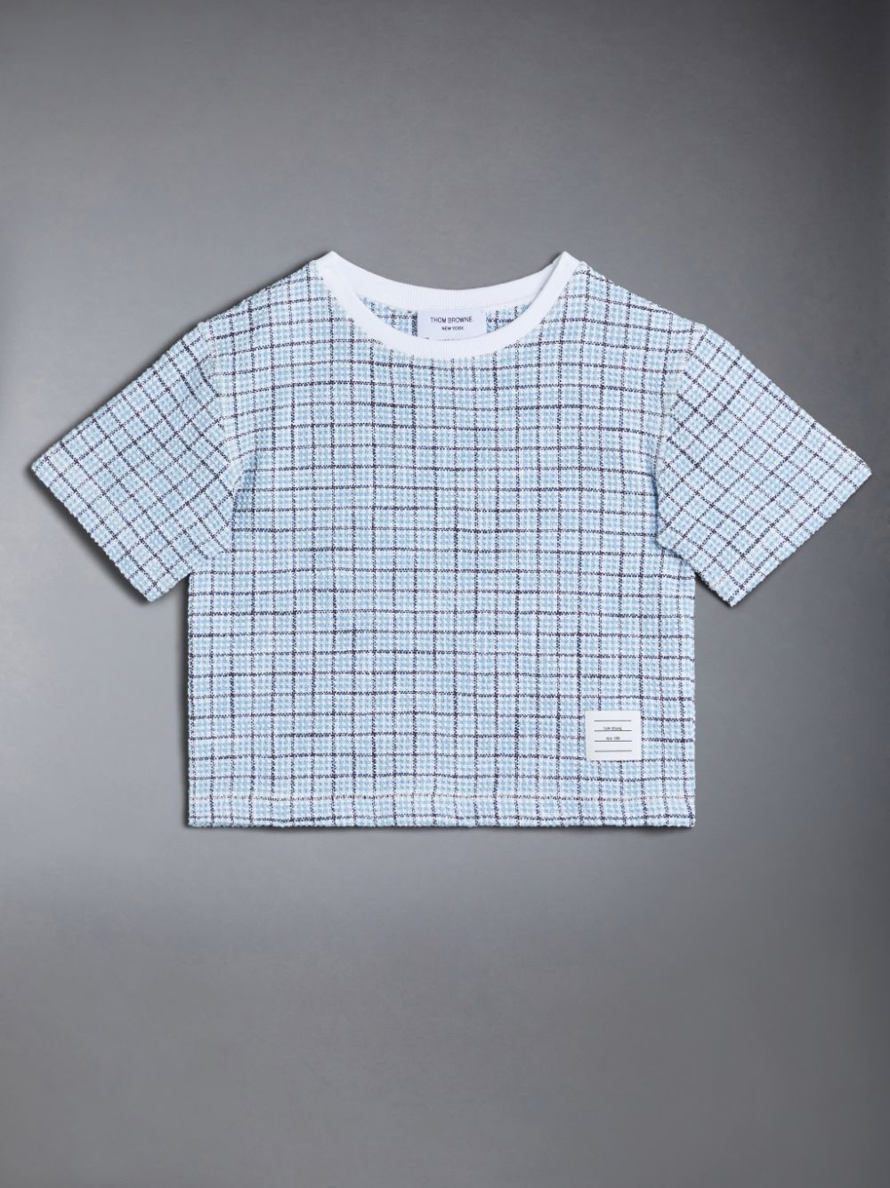 Blue Girls\'s Thom Browne Tweed Jersey Boxy T Shirts | CWS75C95788