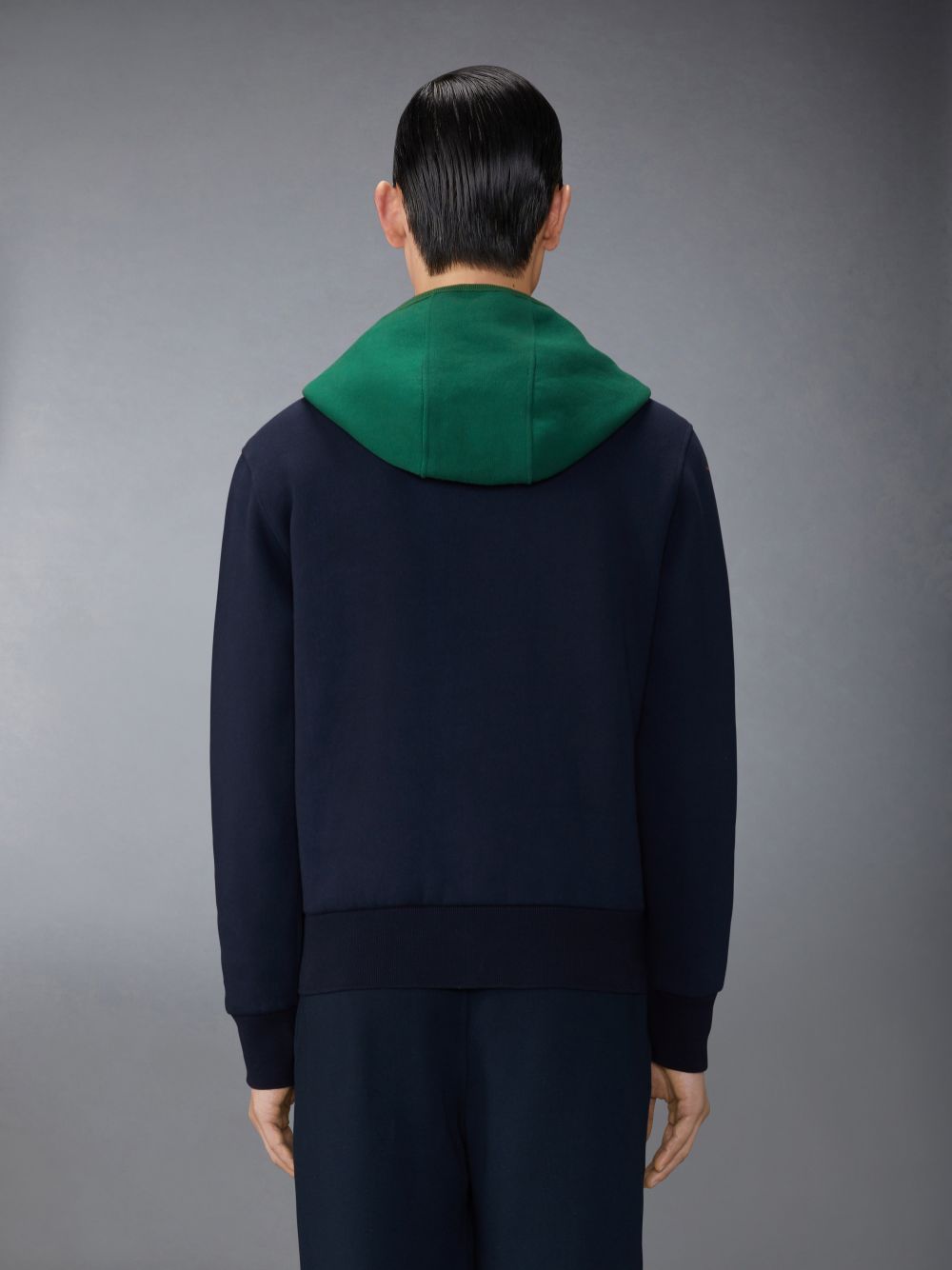 Blue Men Thom Browne Brushed Color Blocked Hoodie Pullover | BTP47E75876