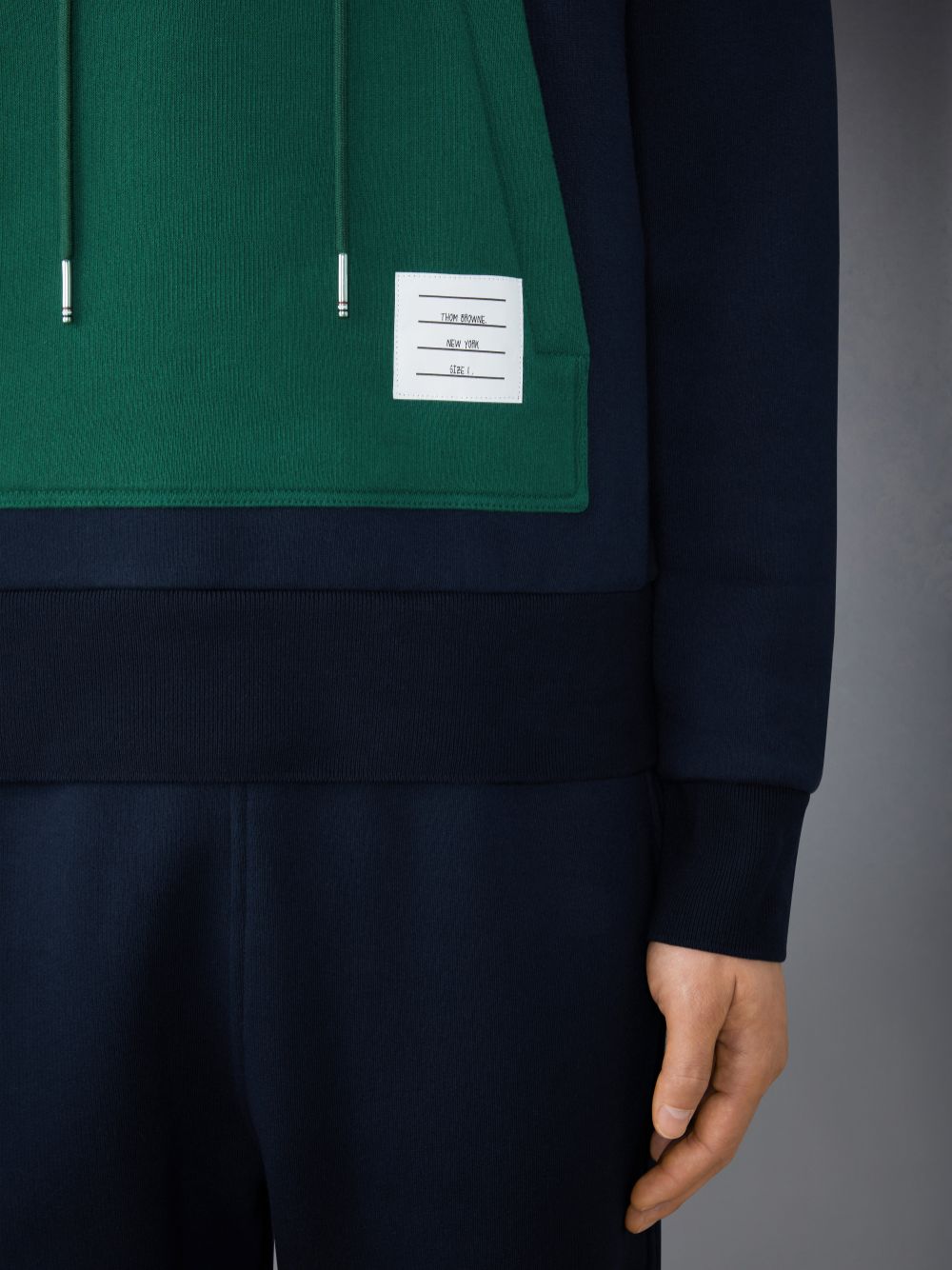 Blue Men Thom Browne Brushed Color Blocked Hoodie Pullover | BTP47E75876