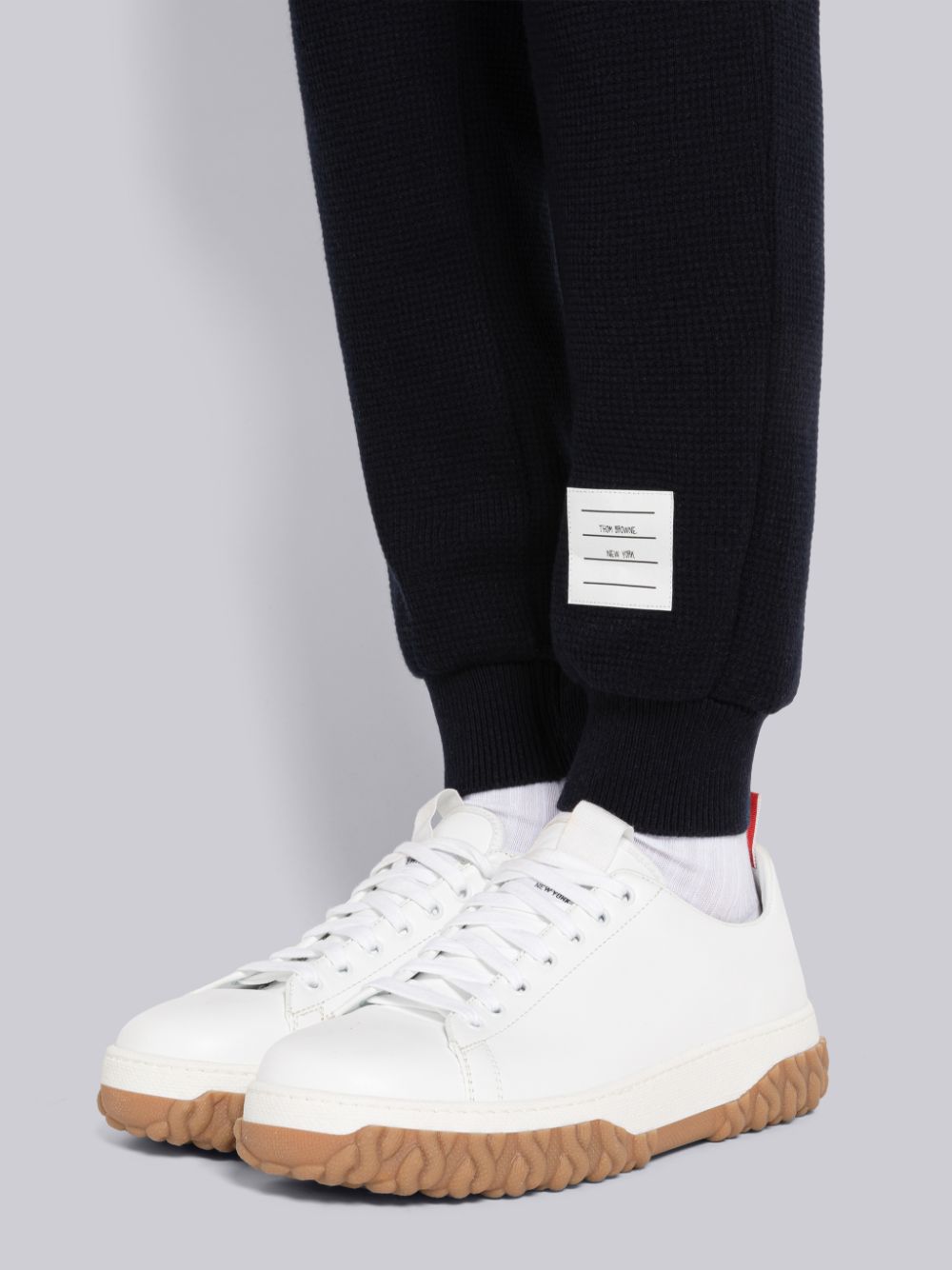 Blue Men Thom Browne Cashmere Waffle 4-Bar Sweatpants | HNK82O11301