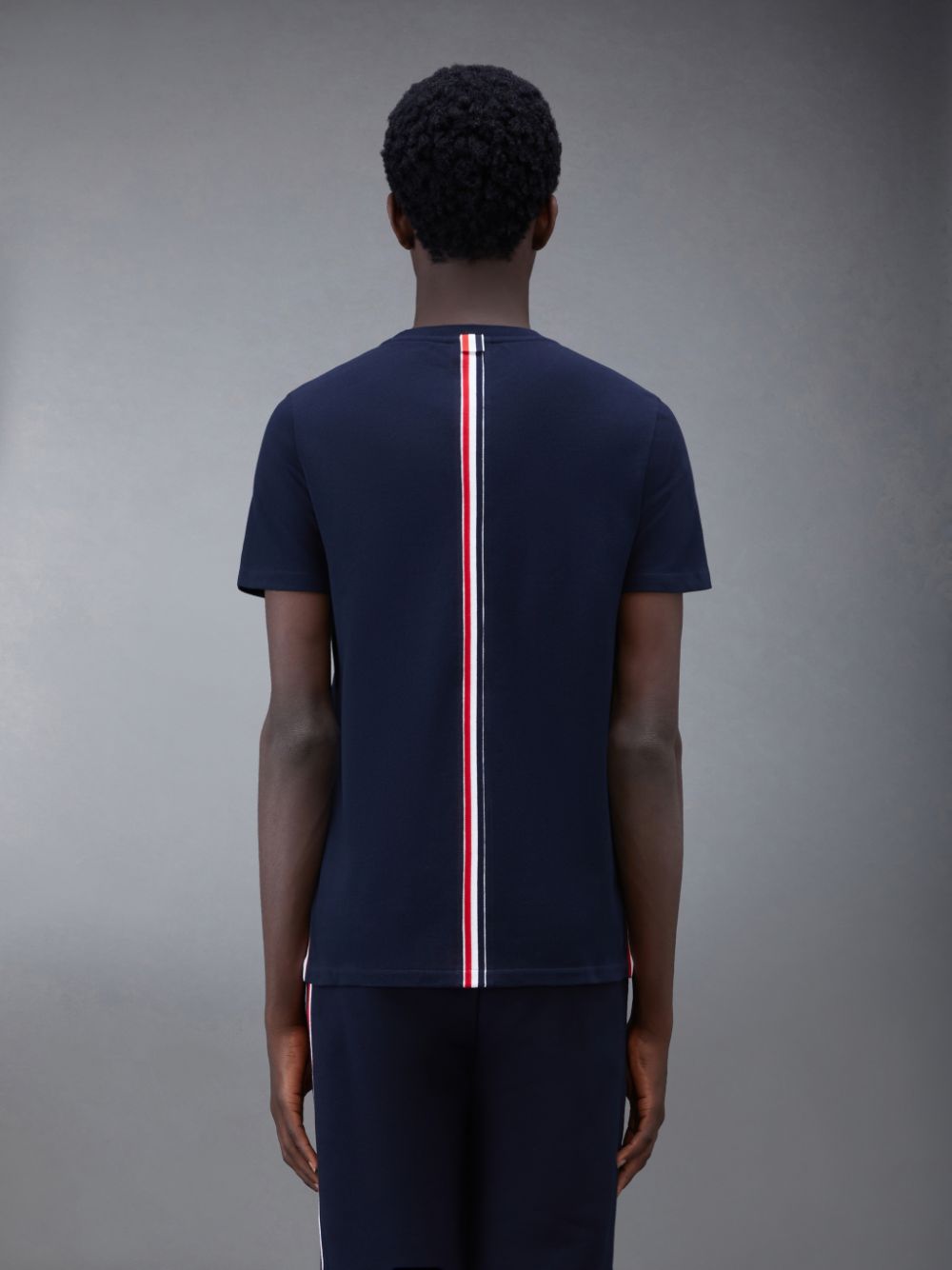 Blue Men Thom Browne Classic Pique Stripe T Shirts | GLU75G77328